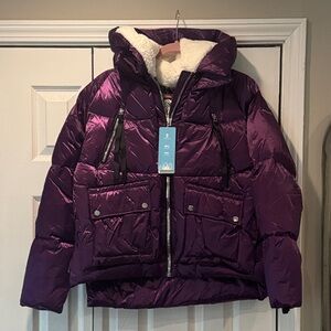 NWT Orolay shiny purple Puffer Jacket with Hood